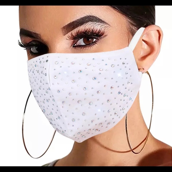 Face NWT Mask Rhinestone Elastic Reusable Washable - Picture 5 of 6
